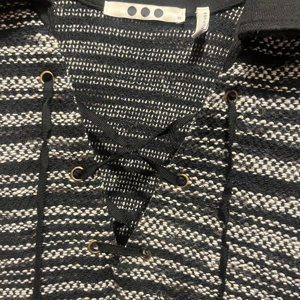 Three Dots Striped Lace-Up Knit Dress - Picture 2 of 4